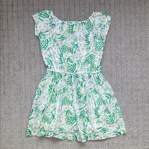 Gymboree Daisy Print Cap Sleeve Cotton Dress Green Yellow White Size Small 5-6